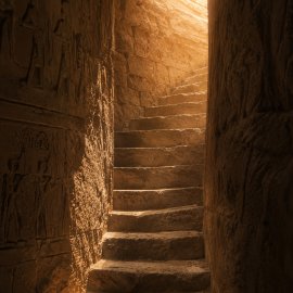 Beleuchtete Steintreppe